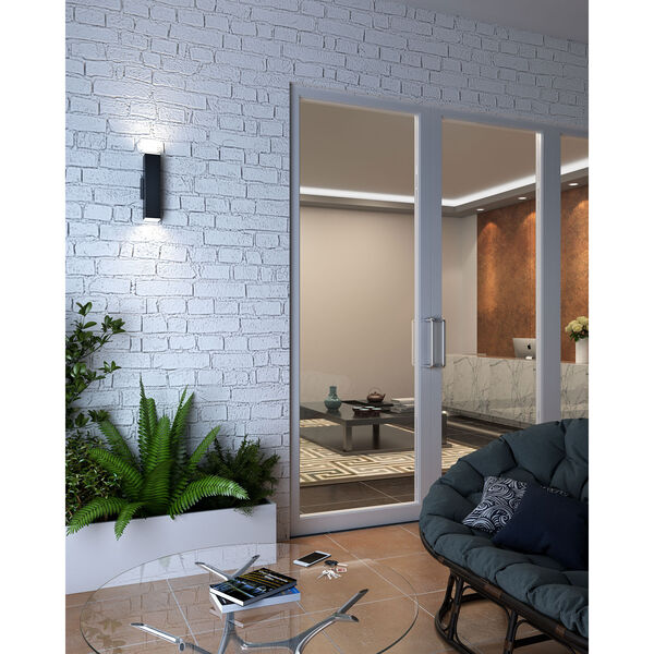 Black LED Outdoor Square Cylinder Wall Sconce, image 3