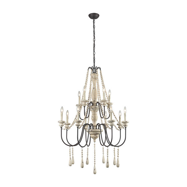 Sommieres Antique French Cream with Dark Bronze 12 Light Chandelier, image 1