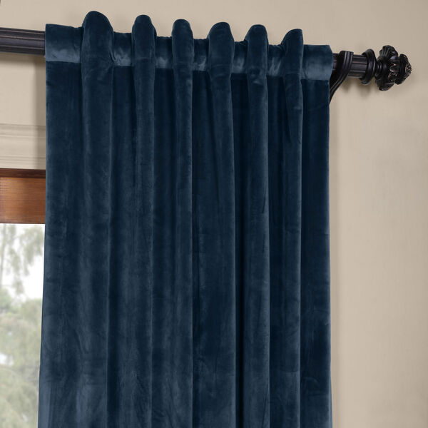 Blue 84 x 50 In. Plush Velvet Curtain Single Panel, image 4