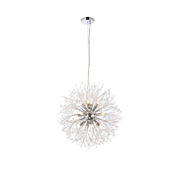 Solace Chrome 12-Light Pendant with Royal Cut Clear Crystal, image 1