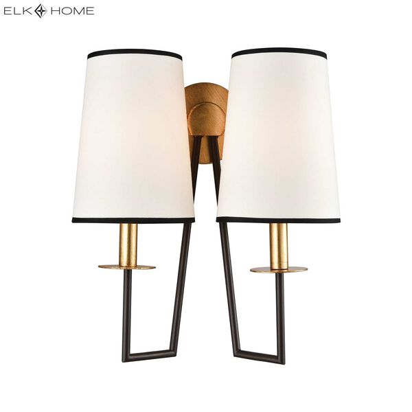On Strand Oiled Bronze with Gold Leaf Two-Light Wall Sconce, image 2