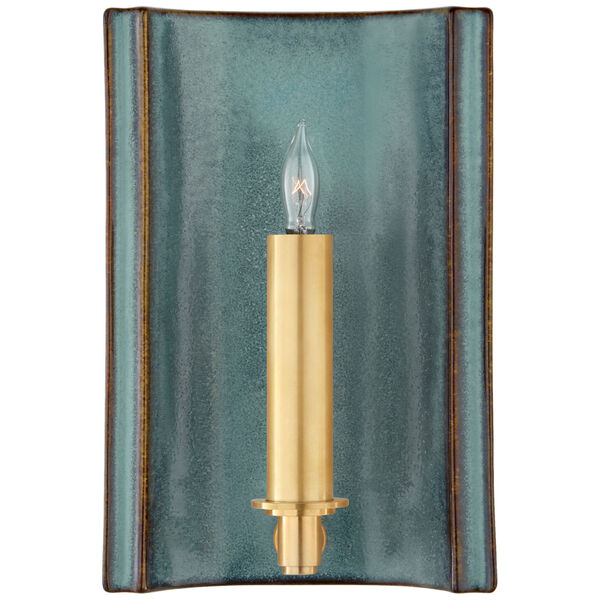 Leeds Small Rectangle Sconce in Oslo Blue by Christopher Spitzmiller, image 1