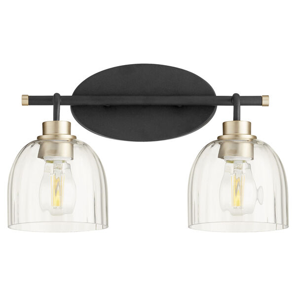 Espy Noir and Aged Brass Two-Light Bath Vanity, image 1