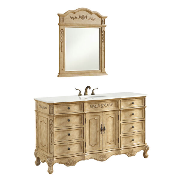 Danville Antique Beige 60-Inch Single Bathroom Vanity Sink Set, image 1