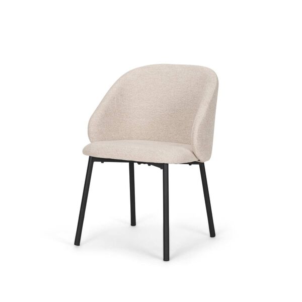 Shannon Oatmeal Fabric and Matte Black Metal Dining Chair, image 1