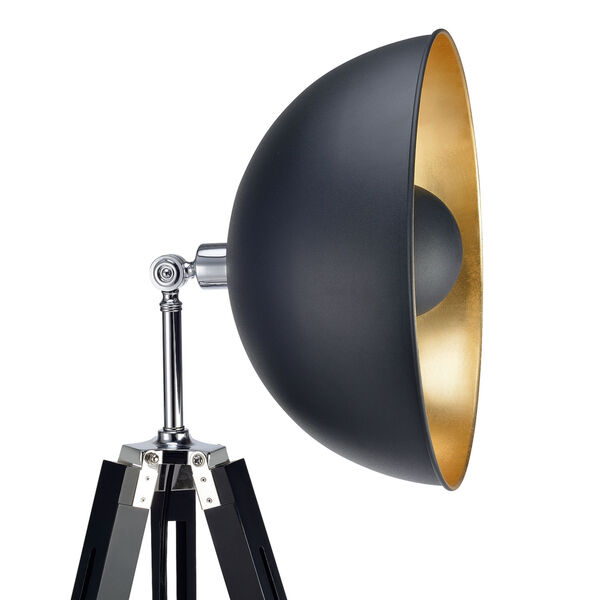 Fascino Black and Gold Tripod Floor Lamp, image 3