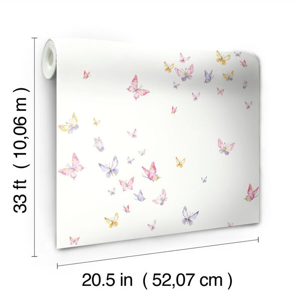 A Perfect World Pink, Orange and Purple Watercolor Butterflies Wallpaper - SAMPLE SWATCH ONLY, image 4