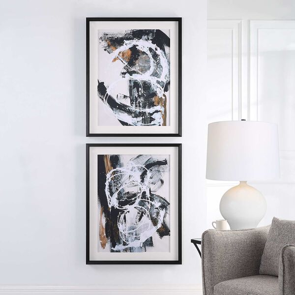 Winterland Satin Black Frame Abstract Prints, Set of 2, image 1