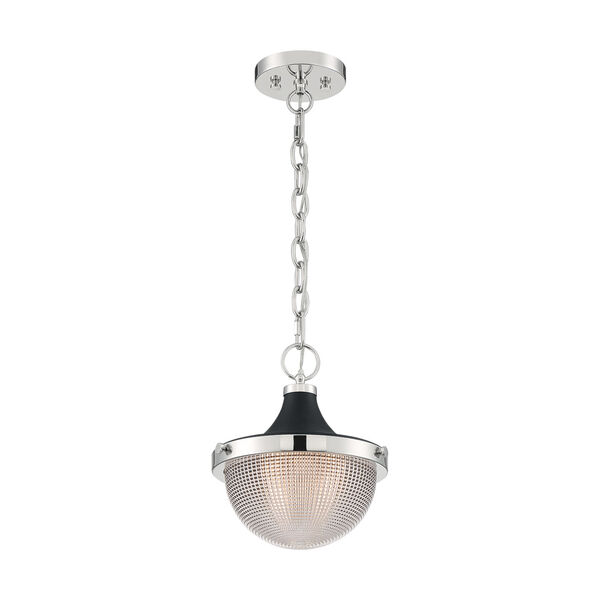 Faro Polished Nickel and Black 11-Inch One-Light Pendant, image 4