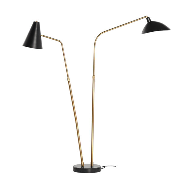 Dominique Polished Black and Gold Two-Light Floor Lamp, image 2