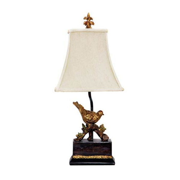 Perching Robin Gold Leaf and Black One Light Table Lamp, image 1