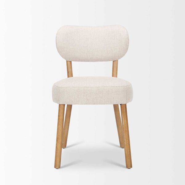 Owen Medium Brown Wood and Beige Fabric Dining Chair, image 2