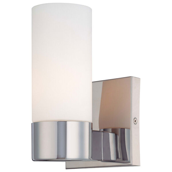 Chrome One-Light Wall Sconce with Etched Opal Glass , image 1