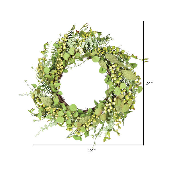 Green 24-Inch Fern Berry Eucalyptus Wreath, image 2