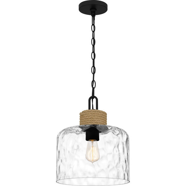 Baltic Matte Black and Natural One-Light Pendant, image 1