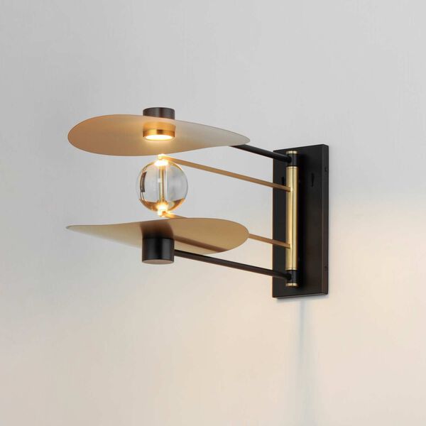 Pearl Black Natural Aged Brass Two-Light LED Wall Sconce, image 4