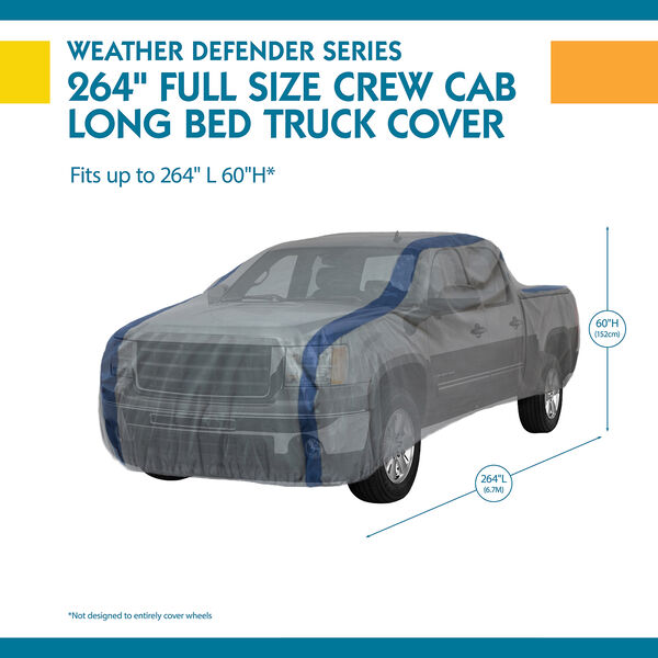 Weather Defender Grey and Navy Blue Pickup Truck Cover for Crew Cab Dually Long Bed Trucks up to 22 Ft. Long, image 3
