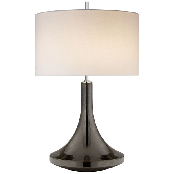 Minola Medium Table Lamp in Black Pearl with Linen Shade by kate spade new york, image 1