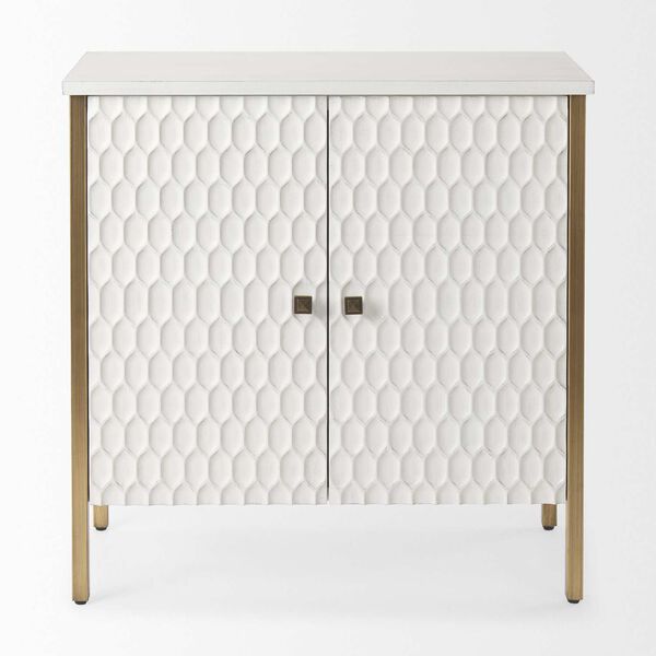 Savannah White and Gold Accent Two Door Cabinet, image 2