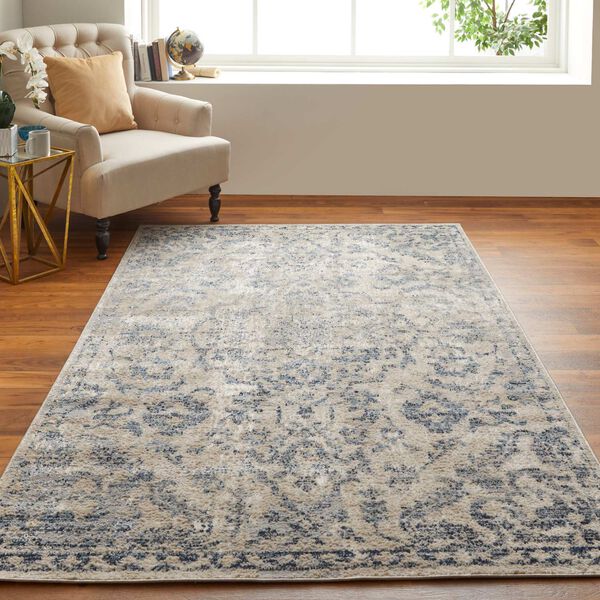 Camellia Blue Gray Ivory Rectangular 4 Ft. 3 In. x 6 Ft. 3 In. Area Rug, image 3