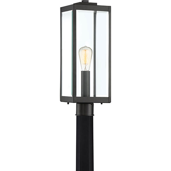 Pax Black One-Light Outdoor Post Mount with Beveled Glass, image 1