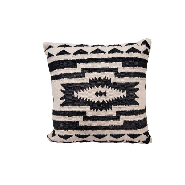 Collected Notions Black and Cream Square Kilim Cotton Pillow, image 6