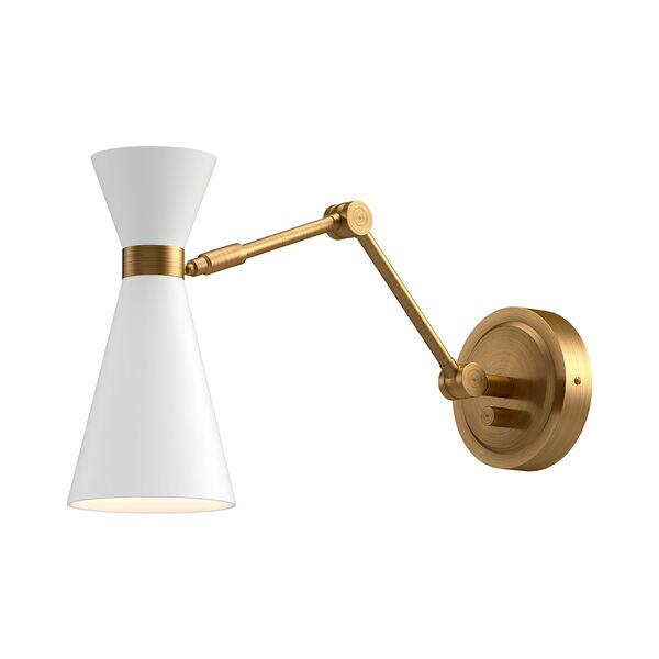 Blake White and Aged Gold One-Light Convertible Swing Arm Wall Sconce, image 1