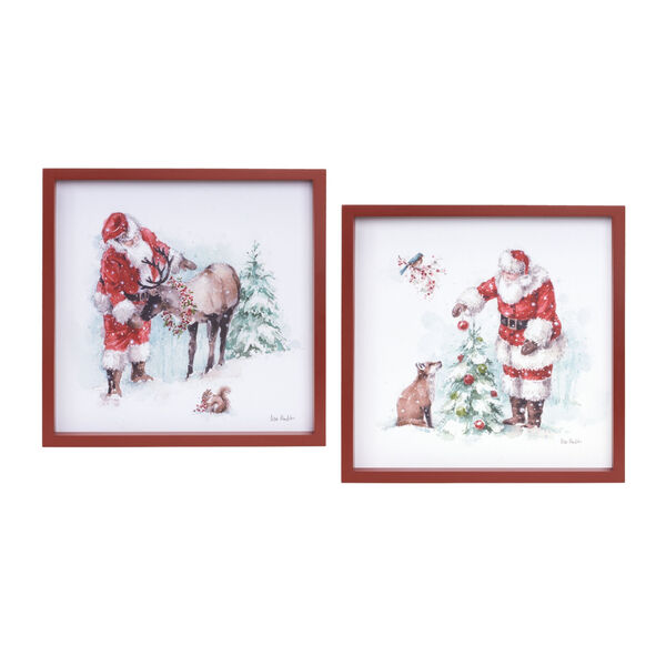 Red Santa and Animal Frame Holiday Wall Decor, Set of Two, image 1