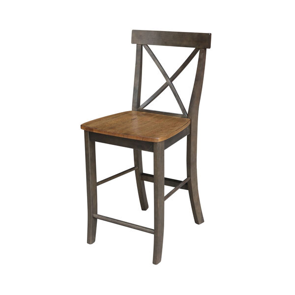 Hickory and Washed Coal X-Back Counterheight Stool, image 1