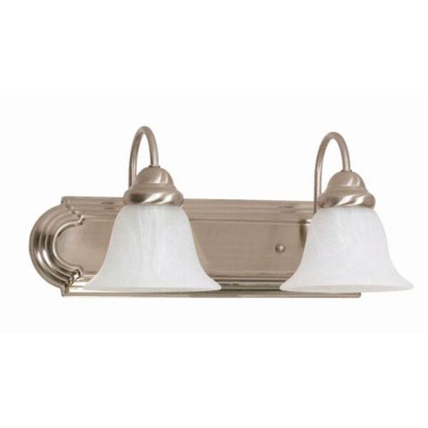 Ballerina Brushed Nickel Two-Light Bath Fixture with Alabaster Glass, image 1
