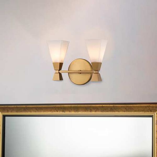 Bowtie Laquered Gold Two-Light Bath Vanity, image 2