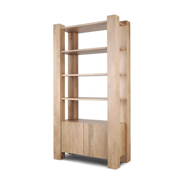 Beth Light Brown Open and Closed Storage Shelving Unit, image 1