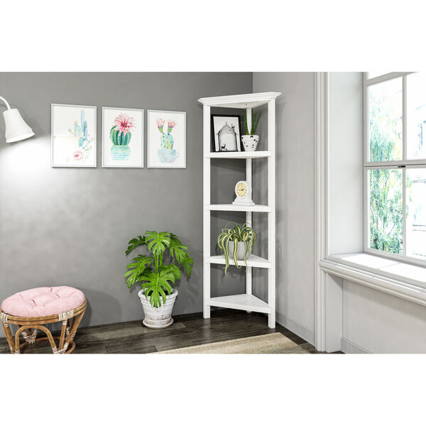White 4-Tier Corner Bookcase, image 4