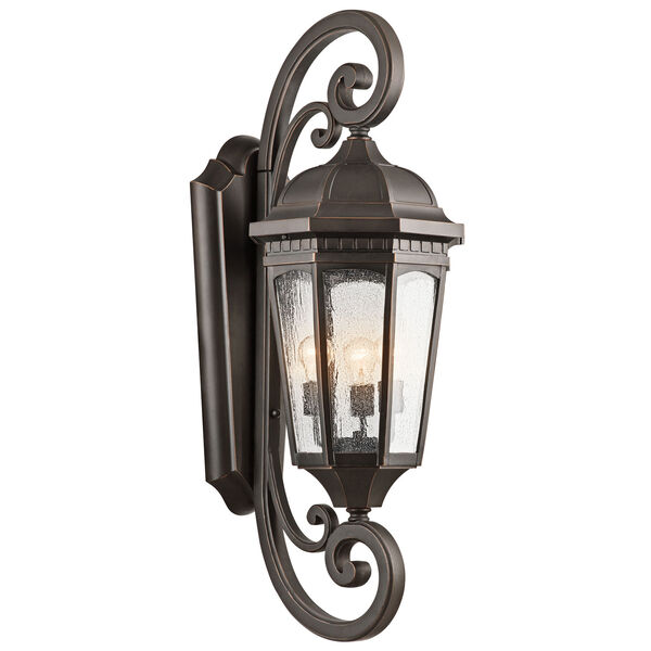 Courtyard Rubbed Bronze Three-Light Outdoor Wall Sconce, image 1