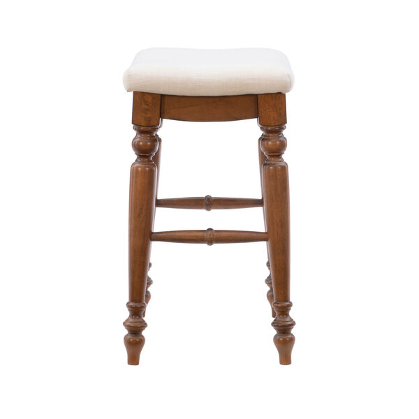 Lincoln Linen and Walnut Backless Counter Stool, image 3