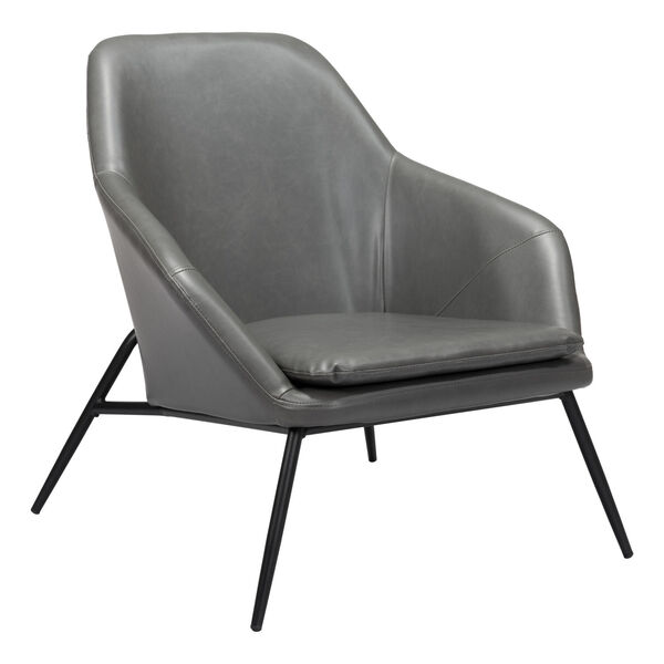 Manuel Gray and Matte Black Accent Chair, image 1