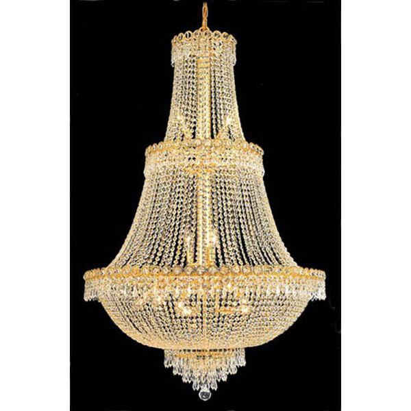 Century Gold Seventeen-Light 30-Inch Three-Tier Chandelier with Royal Cut Clear Crystal, image 1
