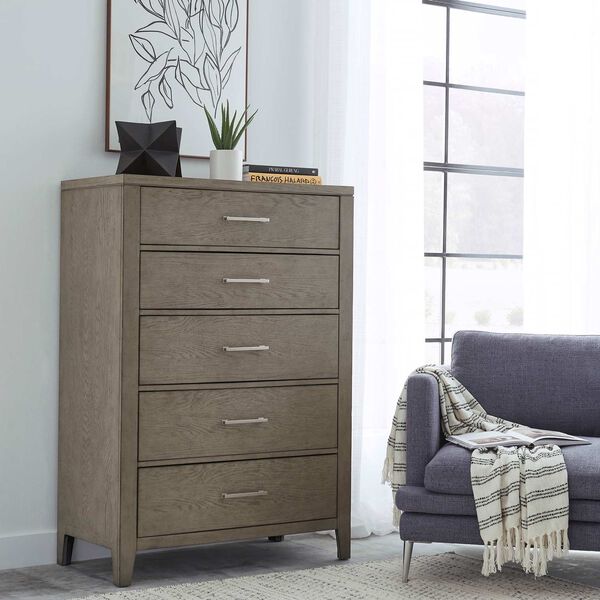 Essex Gray Wood Five-Drawer Chest, image 2