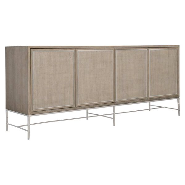 Cardenas Brown and Polished Stainless Steel Entertainment Credenza, image 2