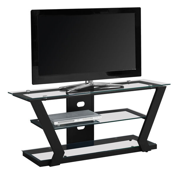 TV Stand - Black Metal with Tempered Glass, image 2