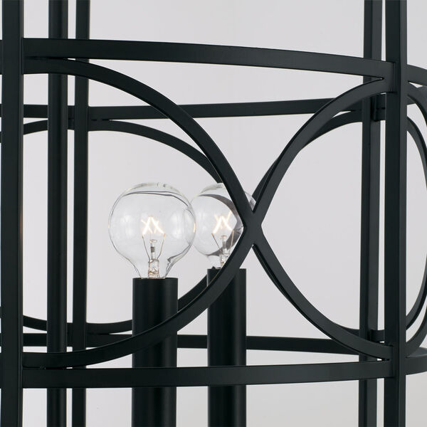 Sylvia Matte Black Four-Light Caged Lantern Foyer, image 4