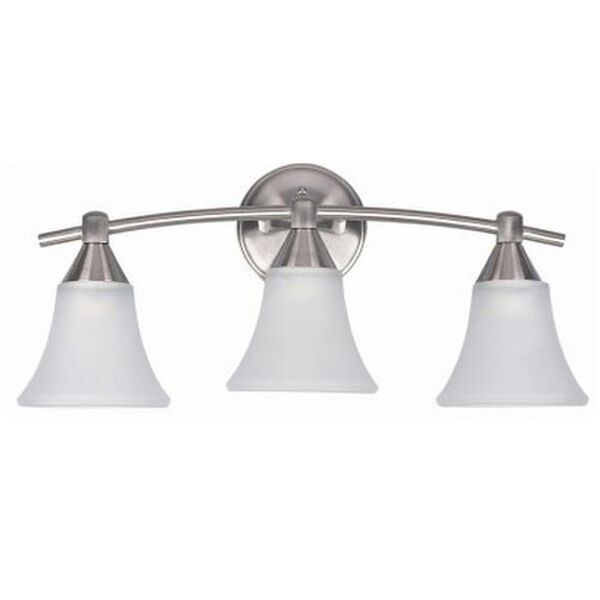 Grace Brushed Pewter Three-Light Bath Fixture with White Flat Opal Glass, image 1