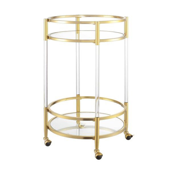 Royal Crest Clear and Gold Two Tier Acrylic Round Bar Cart, image 3