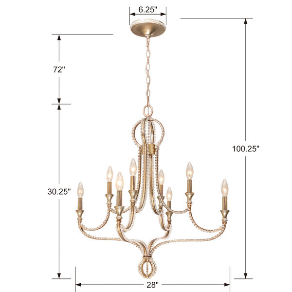 Garland Distressed Twilight Eight-Light Chandelier with Clear Beads, image 5