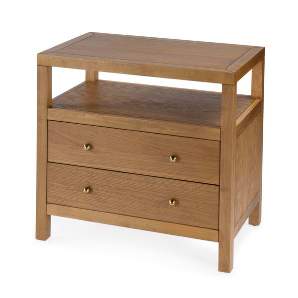Celine Light Natural Two Drawer Wide Nightstand, image 1