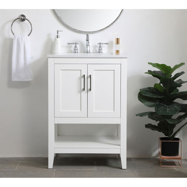 Aubrey White 24-Inch Vanity Sink Set, image 2
