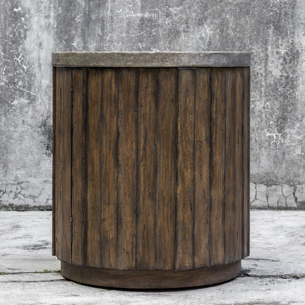 Maxfield Wooden Drum Accent Table, image 3
