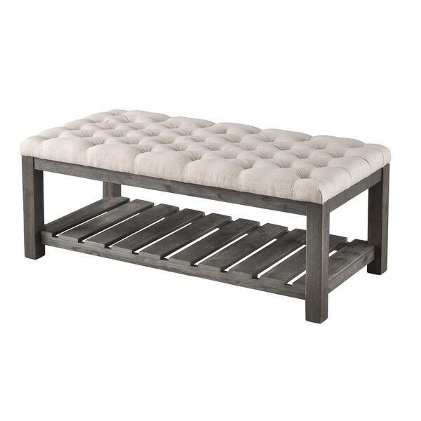 Nantucket Grey Oatmeal Fabric Accent Bench, image 1