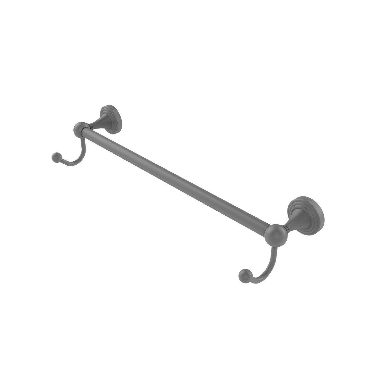 Sag Harbor Matte Gray 24-Inch Towel Bar with Integrated Hooks