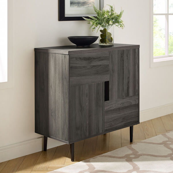 Slate Gray and Red 30-Inch Accent Cabinet, image 2